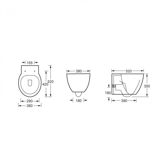 Будущей Rimless повешенный стеной дизайн скрытый туалетом цистерны Wc Washdown p ловушки 2