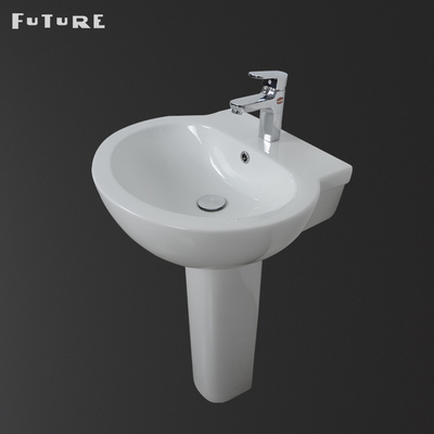 Износоустойчивая раковина 540mm постамента таза постамента Bathroom круговая широко