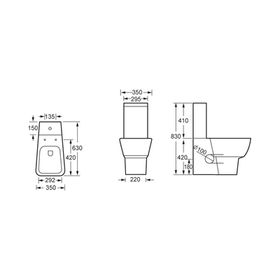 Двойное полное 3L 6L Wc Eco Washdown положения пола туалета 2 частей дружелюбное