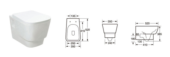 Стена Bathroom OEM повиснула уборную установленную стеной 520*350*385mm Wc