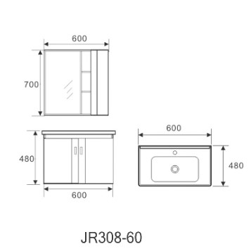 шкаф тщеты Bathroom 600mm с царапиной тщеты раковины зеркала керамической устойчивой