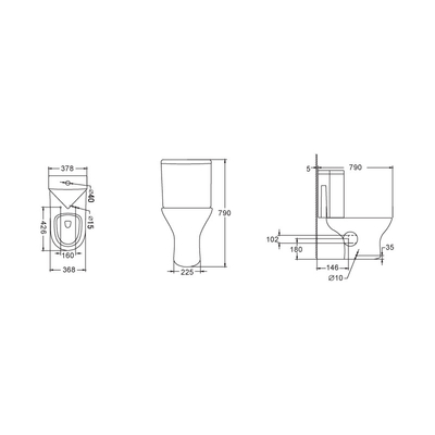 Standard Size Soft Close Toilet Seat Cover with Single Flush System